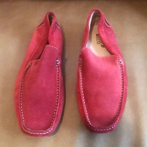 Italian red men’s leather loafers